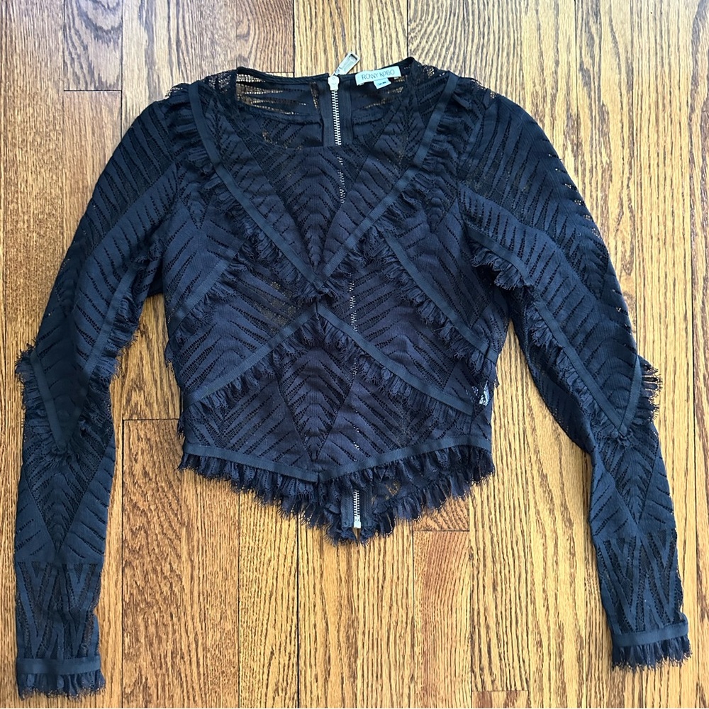 Ronny Kobo Designer Lace Black Top - Picture 4 of 6